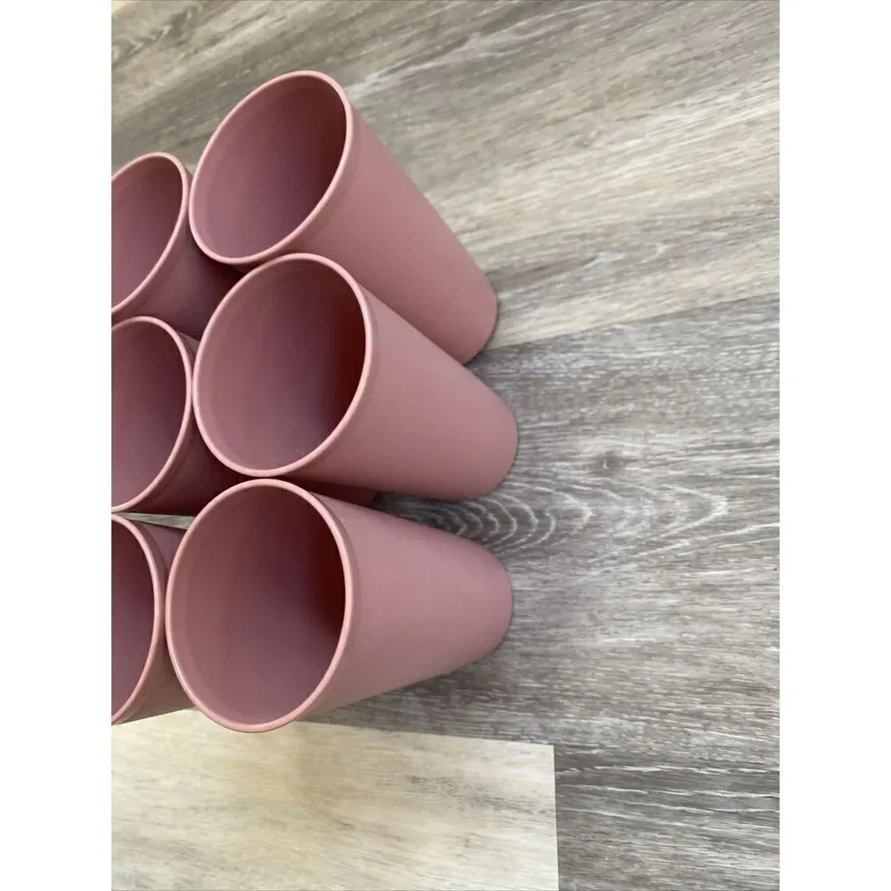 Vintage Set of 6 Tupperware 12 oz Tumblers 873 15 Pink